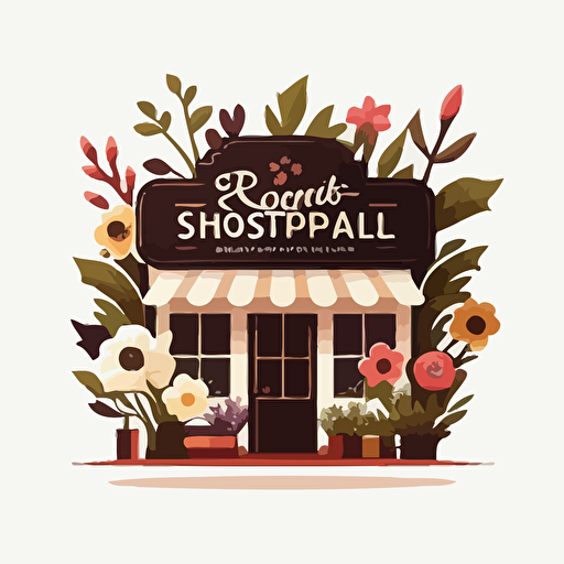logo flower shop, white background, flat, vector, v