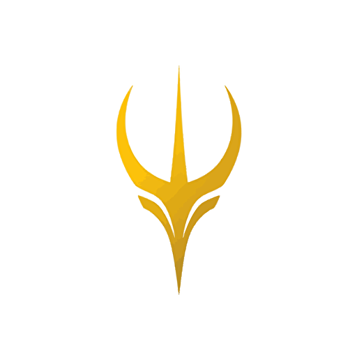 yellow trident logo, minimalist, vector art, 2d, white background