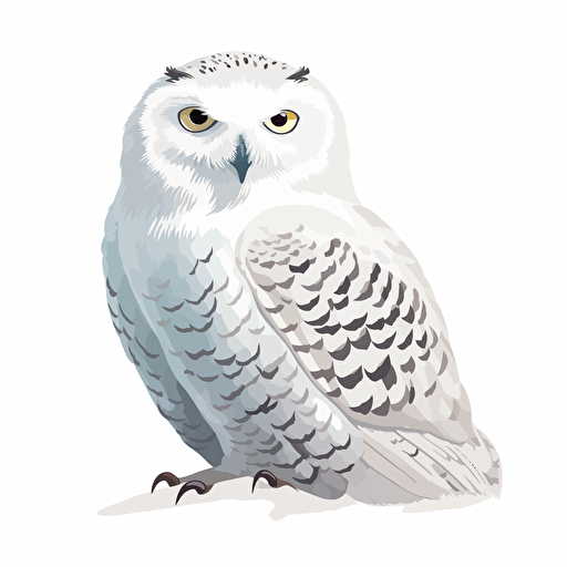 white snowy owl vector, white background