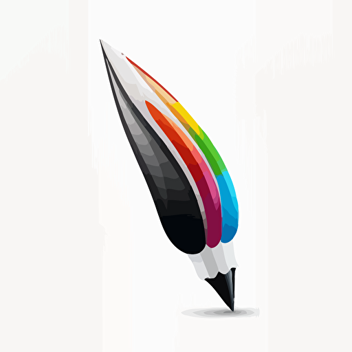 black and white penicil with colorful tip logo, white background, vector image