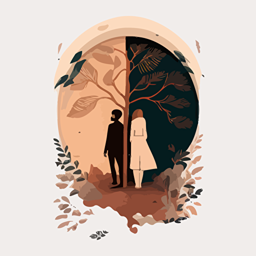 Illustration for a couple with relationships growth, vector, Minimalist, Procreate, high quality