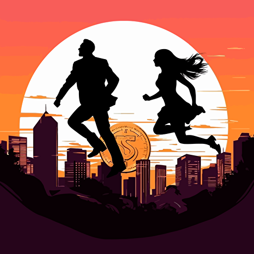 financial success, couple, vector art
