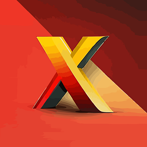 Create a logo for a physical store with red and yellow tones, highlighting the letter x, clean and striking design. Minimalist, futuristic style, vector style, light and shadow