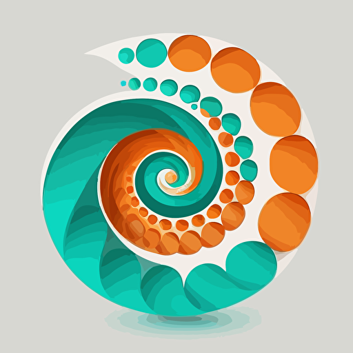 helical molecule, vector image icon, orange and turquoise spiral, white background, minimalism, flat lighting