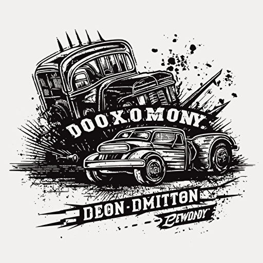 a vector monochromatic logo for demolition derby