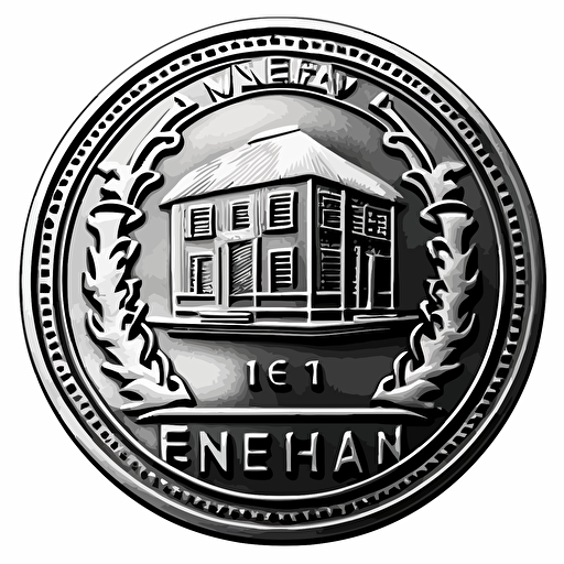 new coin logo, residential square meter token, front, no inscriptions, black and white, vector