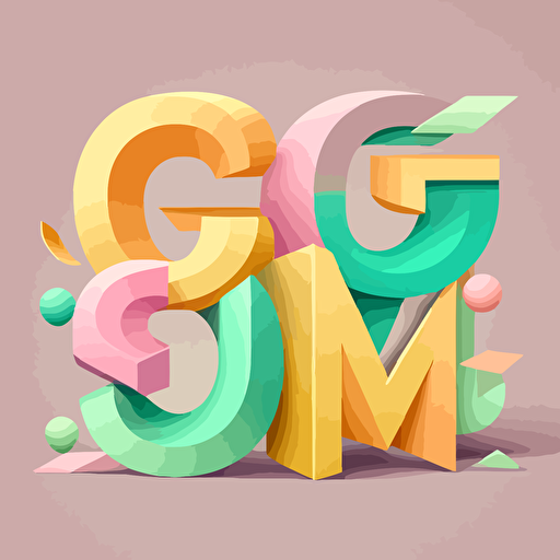 letters gmg, logo,vector, clean and modern, pastel colors