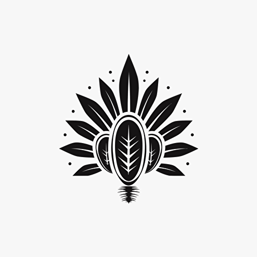 symmetrical logo of a cactus, vector illustration, minimal, black and white