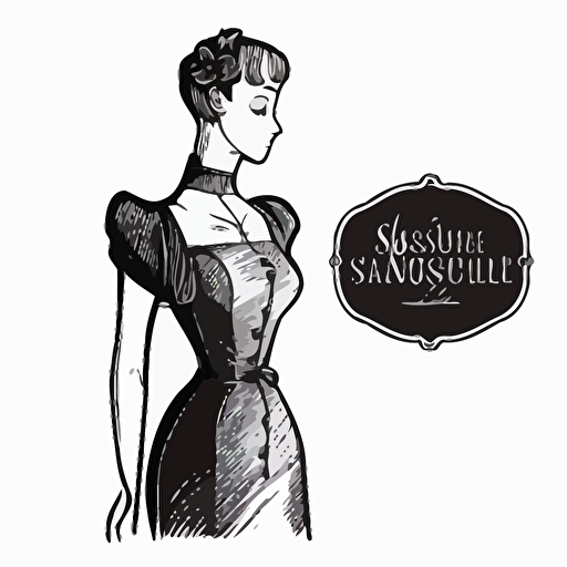 simple boutique logo vector sketch of a mannequin