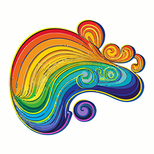 gay rainbow, Sticker, Lovely, Tertiary Color, Algorithmic art, Contour, Vector, White Background, Detailed