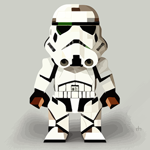 A tiled female stormtrooper, goofy looking, smiling, cartoon, flat light, white background, vector art , pixar style