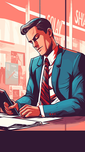 corporate vector art of a sales person making a sale