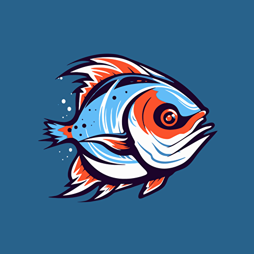 clean vector logo, front view of fish, looking tough, modern, 2 colors, hip hop