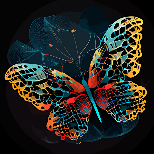 butterfly net vectorial style, limited 3 color