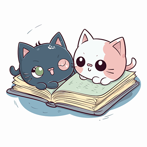 Cat Vector Cute Cartoon Children Book Style Sticker border no background