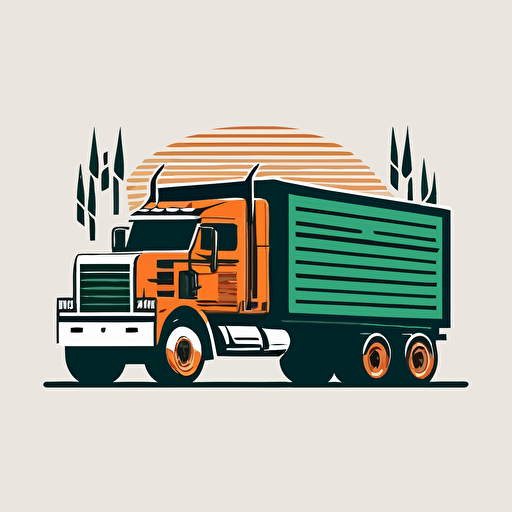 vector minimalist doodle of a Flatbed truck, logo style, isolated backgorund
