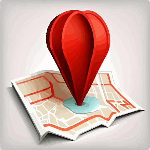 vector illustration of a red online maps marker on top of cell shaded folded urban map