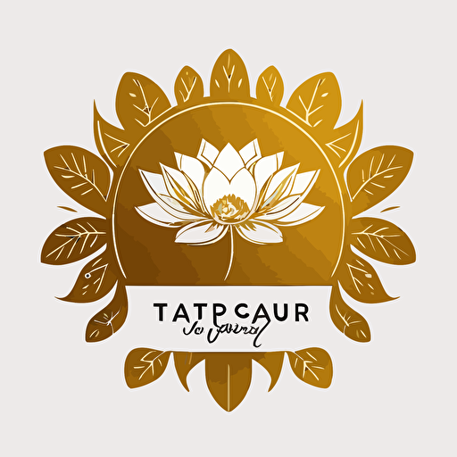 therapist vector logo white bg gold color with lotus