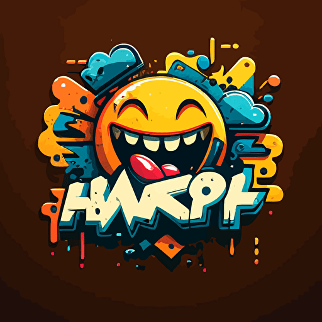 a logo desing, happy tech emoji, vector illustration,graffiti