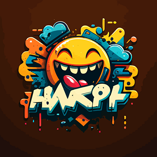 a logo desing, happy tech emoji, vector illustration,graffiti