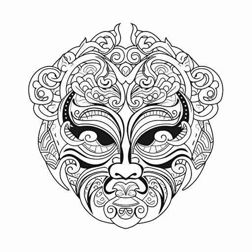 mask hanya No Shadow. Cartoon. Coloring page. Vector. Simple. background
