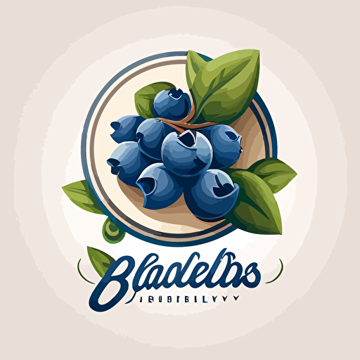 business logo featuring blueberries, vector, simple style, white background no shading detail