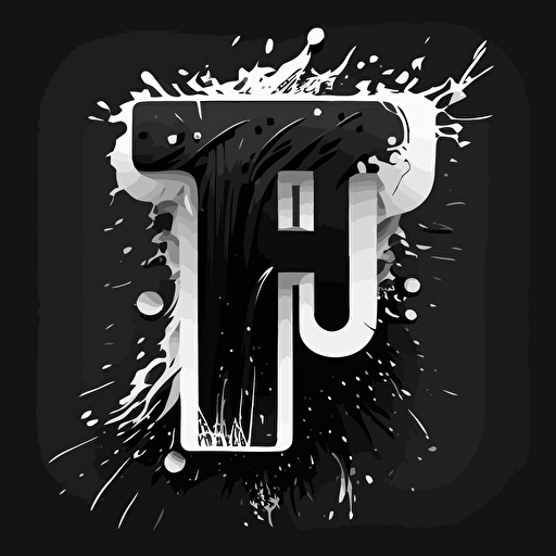 vector style black and white letter “T” modern