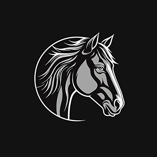 a minimalist horse logo , vector 2d, black and white