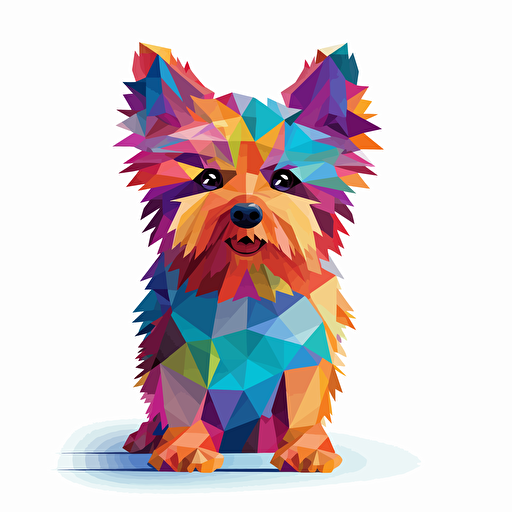 colorfull origami yorkshire terrier dog, vector art, white background