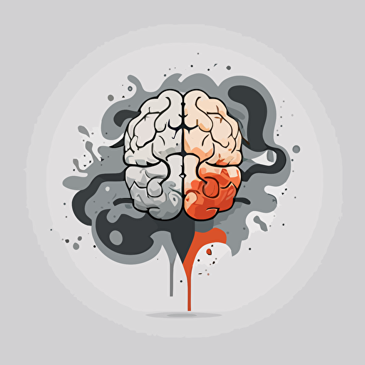 flat logo design, brain tumor, vector, muted colors, gray background