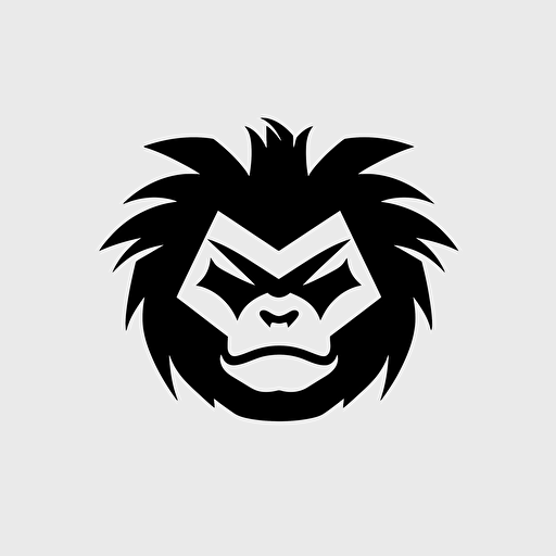 a black and white logo of a menacing angry monkey, vector, simple, by Paul Rand