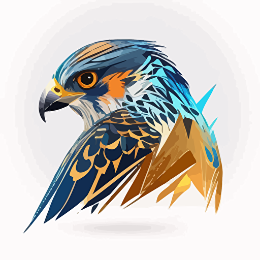 Create a logo that reflect falcon with a modern and captivating design,vector style,geometric,white backgrond