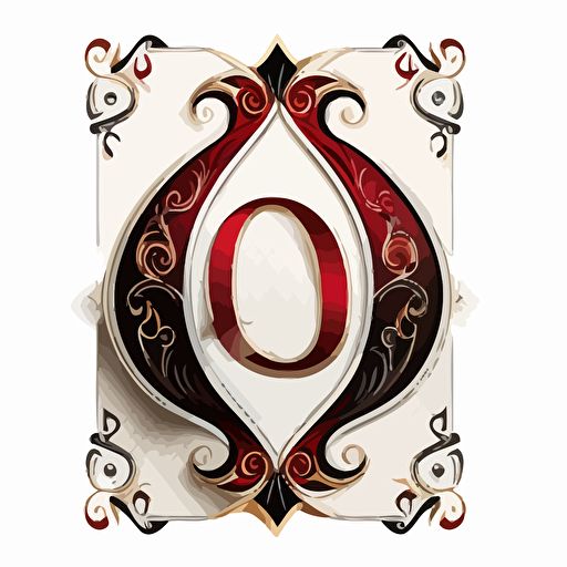 the letter Q in playing card style font, 2d, vector, v5, white background