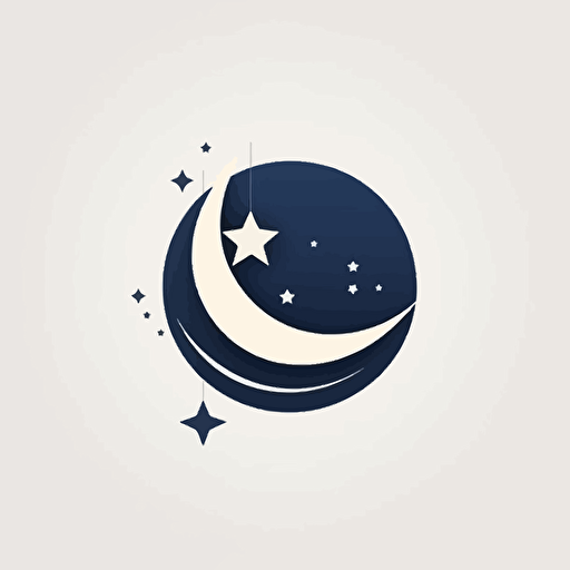 minimal vector logo, stars moon astrology, solid colours, whie background