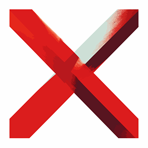 Simplified flat art vector image of a red X on white background 3