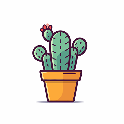 Cactus icon, icon, colorful, comic vector illustration style, flat design , minimalist logo, minimalist icon, flat icon, adobe illustrator, cute, white background, simple