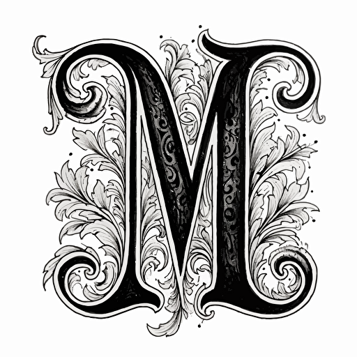 vector initials T and M simple black script