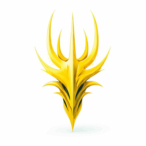 yellow trident, vector art, 2d, white background