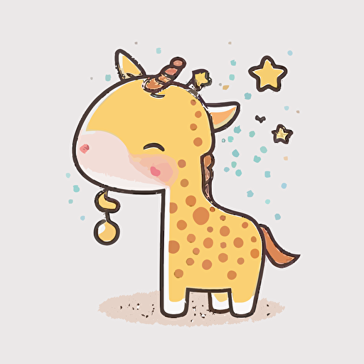 cute giraffe kawaii style, cute, vector, white background