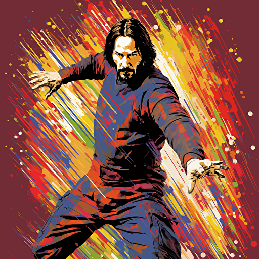keanu reeves i know kung fu as a vector illustration, 10 color art