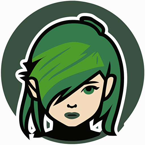 green haired asian vector icon