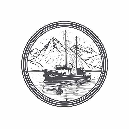 articsea logo a boat expedition company in antartica, vector art, line work, simple