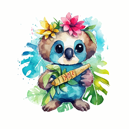 cute watercolor design of luau, vector