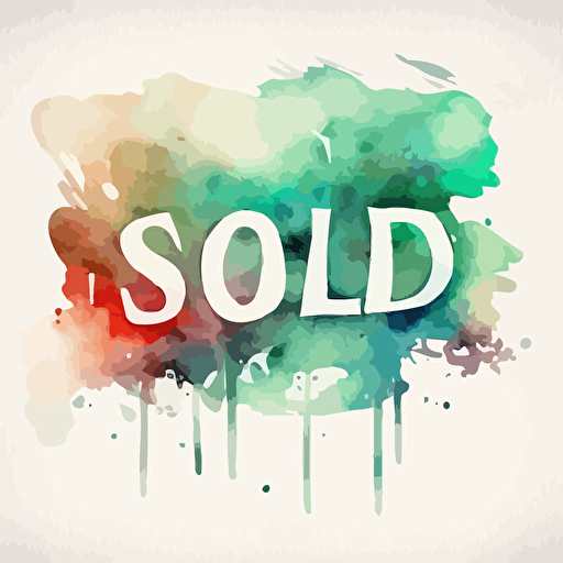 watercolor, vector, sign that says SOLD