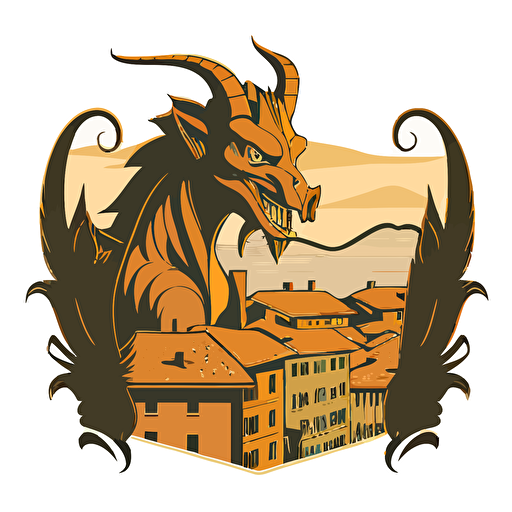 chimera in bad part of town, vector logo, vector art, emblem, simple cartoon, 2d, no text, white background