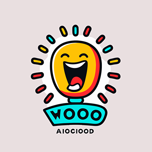 Logo for a talent agency called ''woohoo''. Incorporates a surprised expression into the logo design, simple vector, vivid color, TikTok style, in white background.