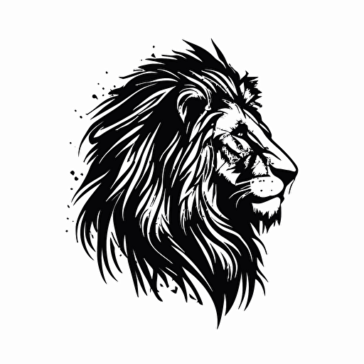 pop art minimal iconic logo of lion, black vector, on white background
