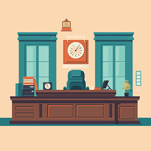 flat minimalist vector illustration of an old notary public office