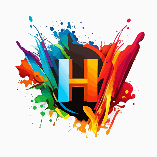 symbolic, iconic logo of A H , colorful vector, on white background