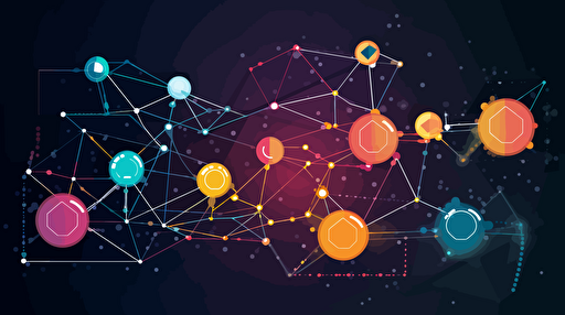 Introduction to DAOs: The Future of Decentralised Organizations and blockchain, vector illustration, flat, logo, bright colours